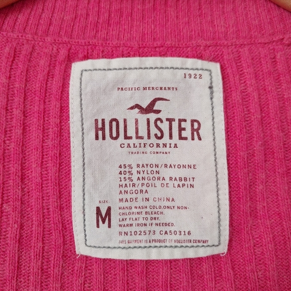 Hollister Vintage 2000s V-Neck Cable Knit Sweater Pink Size Medium - Picture 14 of 15